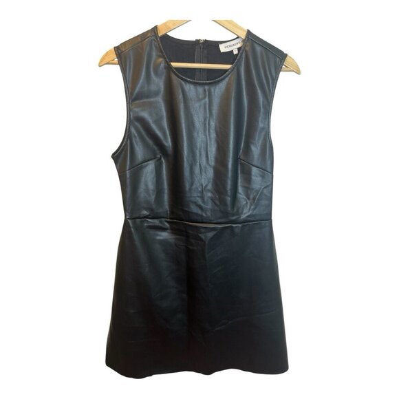 WeWoreWhat Muscle Tank Vegan Leather Black Mini Dress Large Black Fit And Flare - Picture 3 of 10
